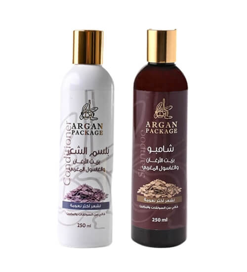 شامبو بزيت الأرغان والغاسول المغربي  250مل و بلسم بزيت الأرغان والغاسول المغربي 250مل