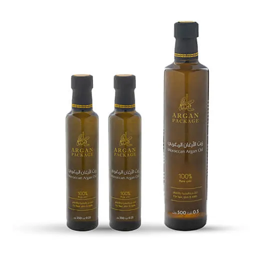 نصف لتر زيت ارغان مع عبوتين من ربع لتر زيت الارغان بسعر اللتر التوفيري